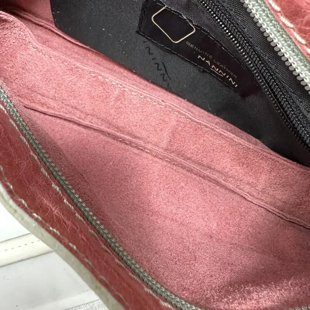 Nannini Y2K Vintage Mini Handbag Pink Leather Shoulder Strap